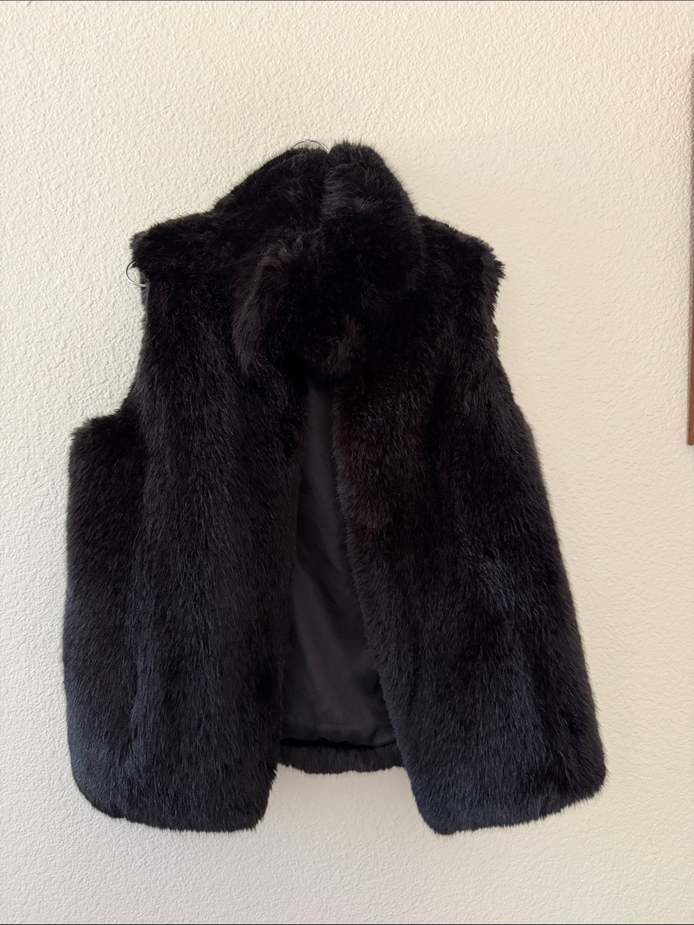 Neiman Marcus Black Faux Fur Vest